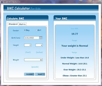 Calculate body mass index for children.