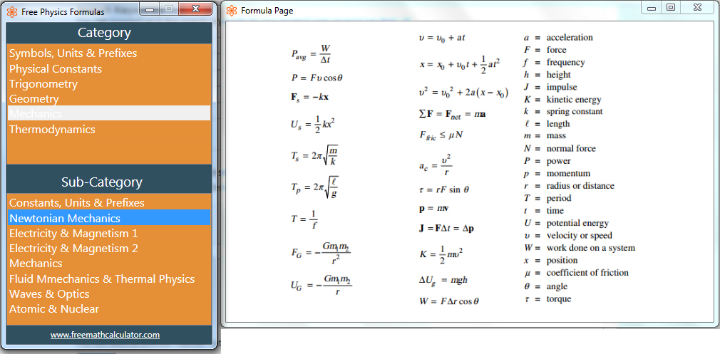 Get all physics formulas in one program