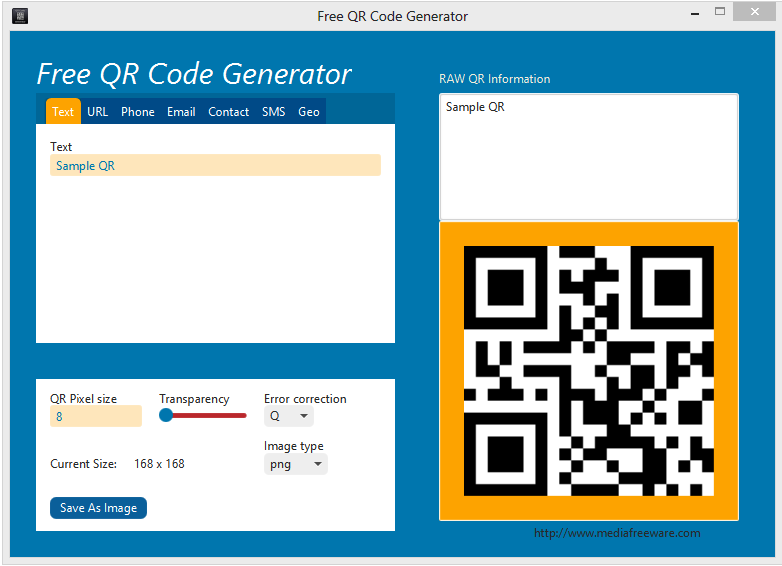 Generate any QR code easily and free with the