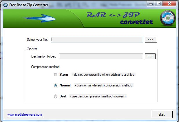 Convert RAR files to ZIP format.