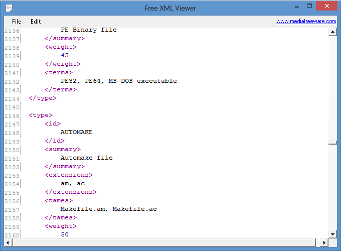 View, edit, save and print XML files.