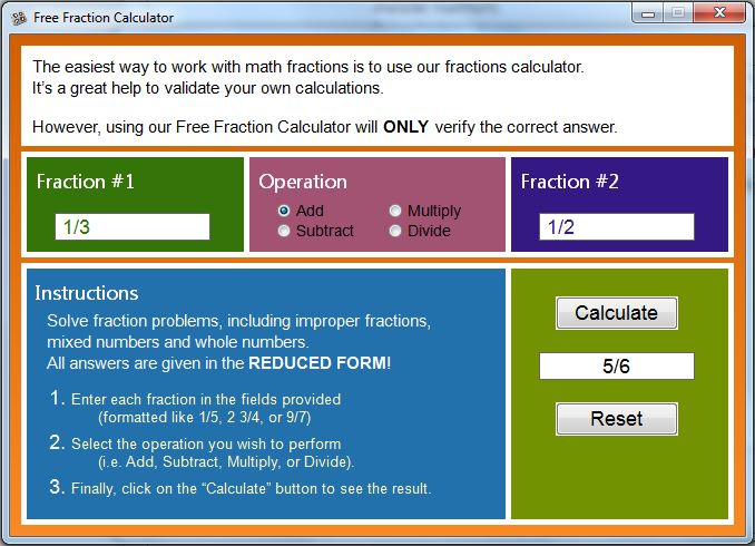 Free Fraction Calculator
