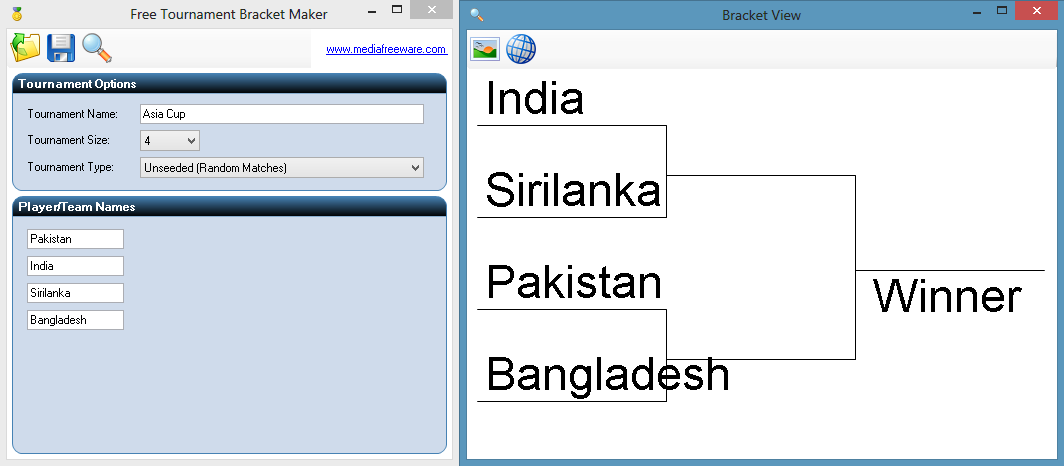 Free Tournament Bracket Maker - Media Freeware Download